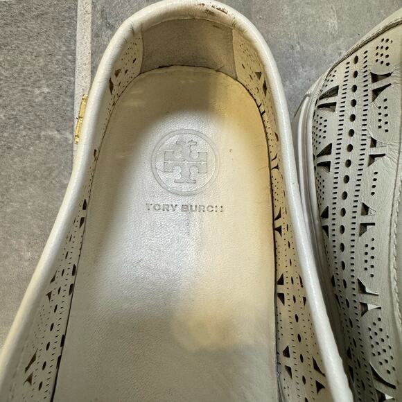 EUC Tory Burch Roselle Laser Cut Leather Slip On Sneakers Size 10 - Picture 3 of 10